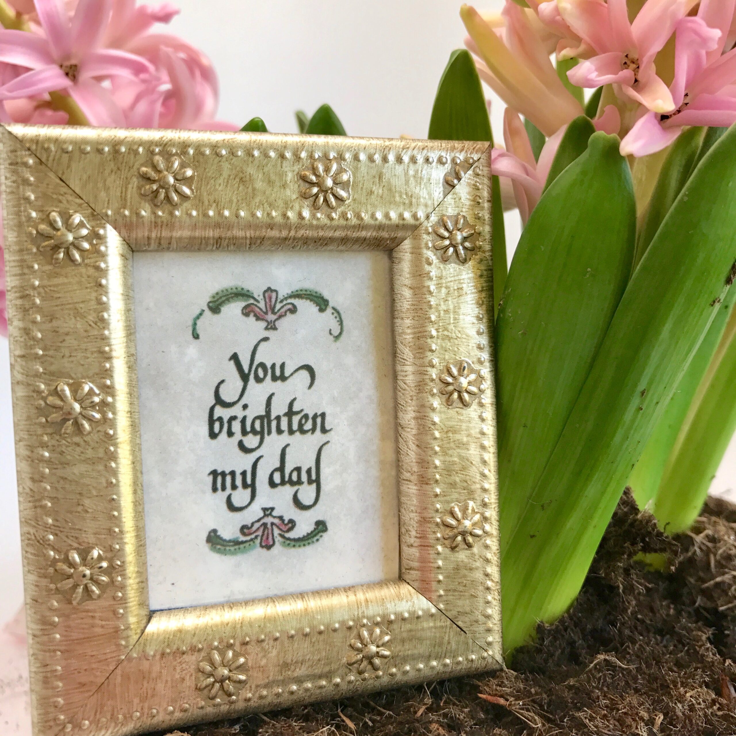 You Brighten My Day framed Calligraphy gift for girlfriend, best friend, boyfriend, husband, wife