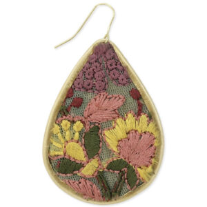 Embroidered Elegance Tapestry Earrings Mesh Pink Flower