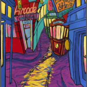 #46 Trolleys On South Main Print David Lynch